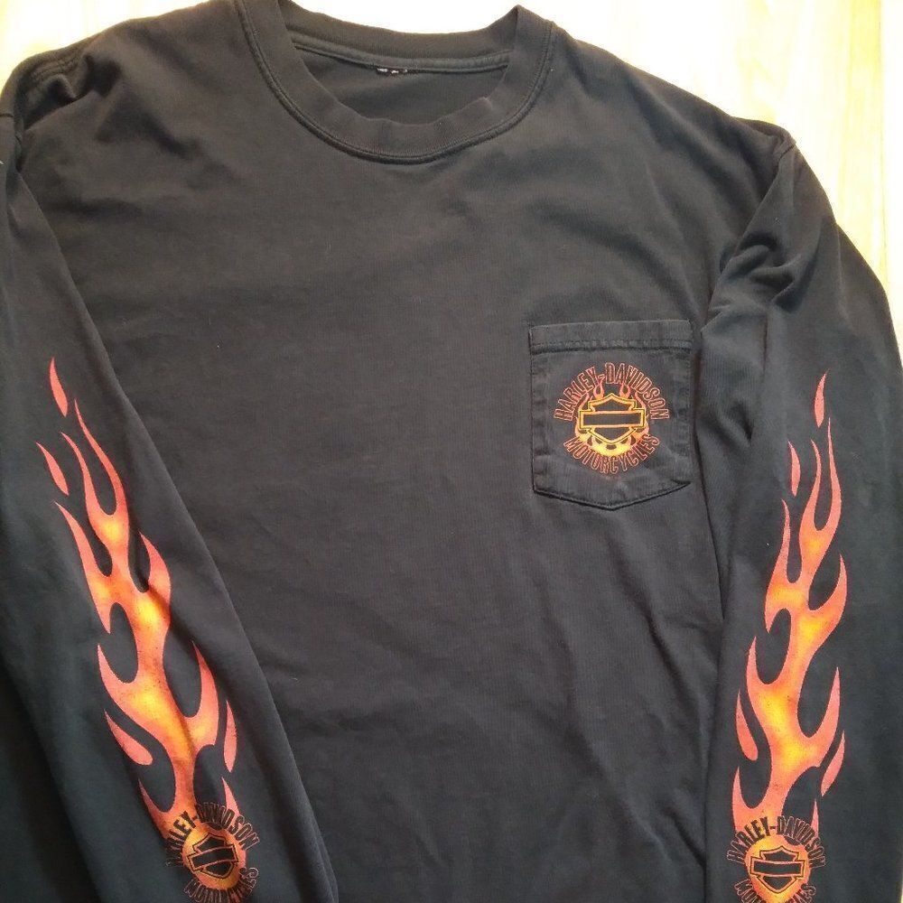 Harley-Davidson Las Vegas Flames Long Sleeve Pocket T-Shirt 2007